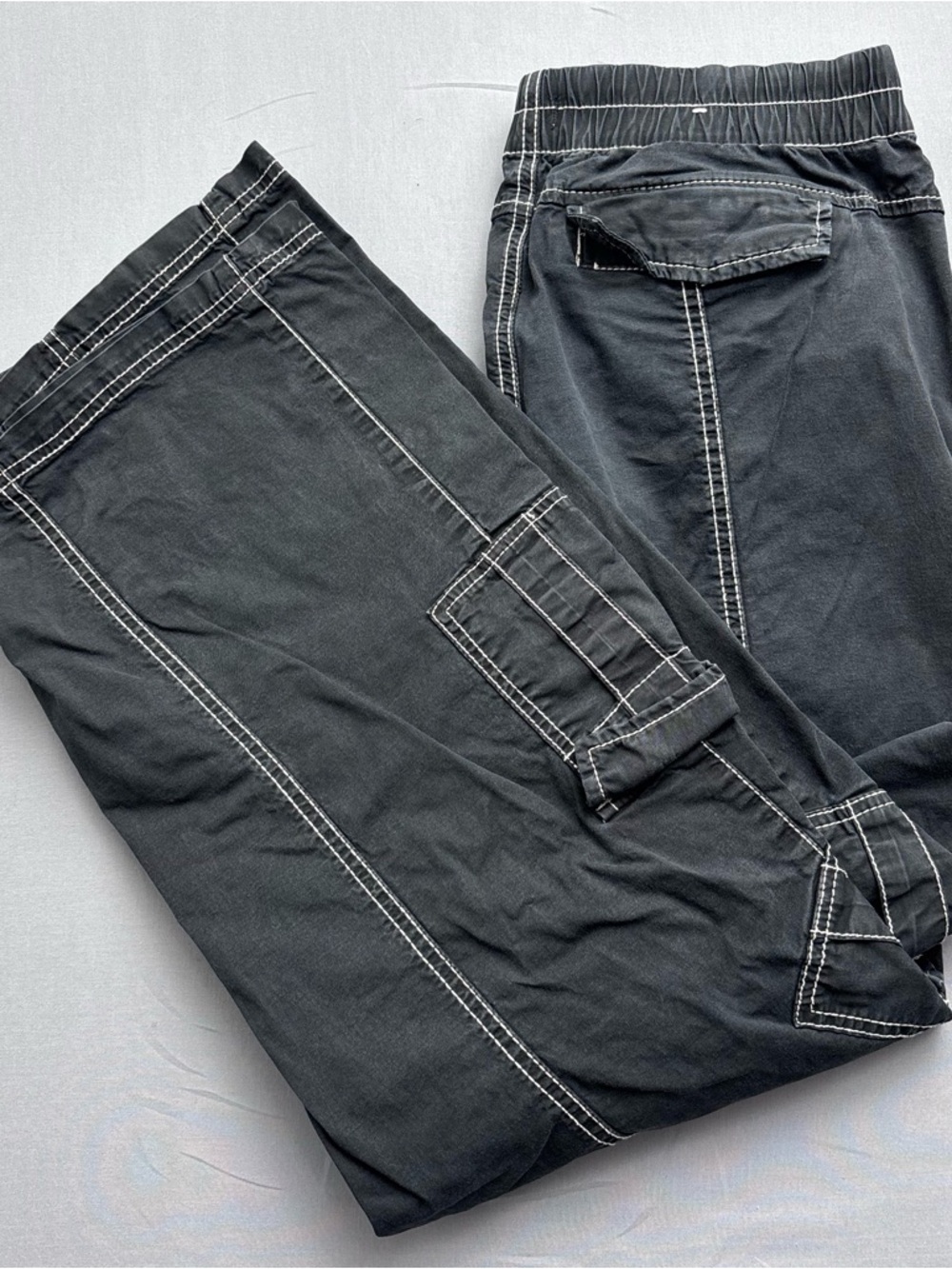 Garage Women's Black Cargo Pants Straight Leg Contrast‎ Stitching Twill Size 5